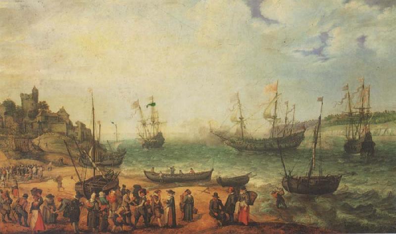 WILLAERTS, Adam The Prince Royal and other shipping in an Estuary Germany oil painting art